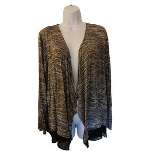 Worthington Women's Draped Open Front Cardigan Black White Gray Size XL